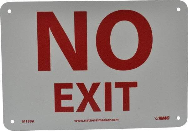 NMC - No Exit, Aluminum Exit Sign - 10" Wide x 7" High - All Tool & Supply