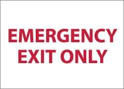 NMC - Emergency Exit Only, Aluminum Exit Sign - 10" Wide x 7" High - All Tool & Supply