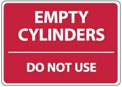 NMC - "Empty Cylinders - Do Not Use", 10" Long x 14" Wide, Pressure-Sensitive Vinyl Safety Sign - Rectangle, 0.004" Thick, Use for Accident Prevention - All Tool & Supply