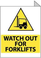 NMC - "Watch out for Forklifts", 10" Long x 8" Wide, Rigid Plastic Safety Sign - Rectangle, 0.05" Thick, Use for Accident Prevention - All Tool & Supply