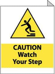 NMC - "Caution - Watch Your Step", 10" Long x 8" Wide, Rigid Plastic Safety Sign - Rectangle, 0.05" Thick, Use for Accident Prevention - All Tool & Supply