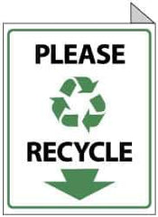 NMC - "Please Recycle", 10" Long x 8" Wide, Rigid Plastic Safety Sign - Rectangle, 0.05" Thick, Use for Restroom, Janitorial & Housekeeping - All Tool & Supply