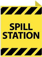 NMC - "Spill Station", 10" Long x 8" Wide, Rigid Plastic Safety Sign - Rectangle, 0.05" Thick, Use for Restroom, Janitorial & Housekeeping - All Tool & Supply