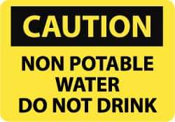 NMC - "Caution - Non Potable Water - Do Not Drink", 10" Long x 14" Wide, Rigid Plastic Safety Sign - Rectangle, 0.05" Thick, Use for Accident Prevention - All Tool & Supply