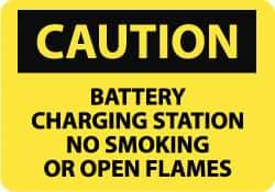 NMC - "Caution - Battery Charging Station - No Smoking or Open Flames", 7" Long x 10" Wide, Aluminum Safety Sign - Rectangle, 0.04" Thick, Use for Accident Prevention - All Tool & Supply