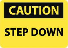 NMC - "Caution - Step Down", 7" Long x 10" Wide, Aluminum Safety Sign - Rectangle, 0.04" Thick, Use for Accident Prevention - All Tool & Supply