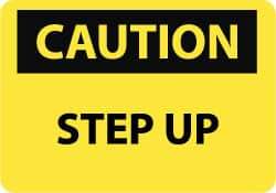 NMC - "Caution - Step Up", 10" Long x 14" Wide, Rigid Plastic Safety Sign - Rectangle, 0.05" Thick, Use for Accident Prevention - All Tool & Supply