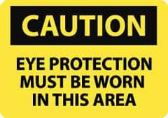 NMC - "Caution - Eye Protection Must Be Worn in This Area", 10" Long x 14" Wide, Rigid Plastic Safety Sign - Rectangle, 0.05" Thick, Use for Accident Prevention - All Tool & Supply