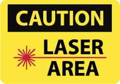 NMC - "Caution - Laser Area", 10" Long x 14" Wide, Rigid Plastic Safety Sign - Rectangle, 0.05" Thick, Use for Accident Prevention - All Tool & Supply