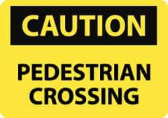 NMC - "Caution - Pedestrian Crossing", 10" Long x 14" Wide, Pressure-Sensitive Vinyl Safety Sign - Rectangle, 0.004" Thick, Use for Accident Prevention - All Tool & Supply