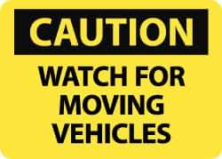 NMC - "Caution - Watch for Moving Vehicles", 10" Long x 14" Wide, Aluminum Safety Sign - Rectangle, 0.04" Thick, Use for Accident Prevention - All Tool & Supply