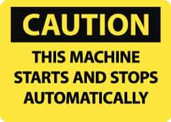 NMC - "Caution - This Machine Starts and Stops Automatically", 10" Long x 14" Wide, Aluminum Safety Sign - Rectangle, 0.04" Thick, Use for Accident Prevention - All Tool & Supply