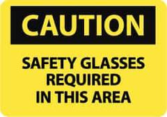 NMC - "Caution - Safety Glasses Required in This Area", 10" Long x 14" Wide, Aluminum Safety Sign - Rectangle, 0.04" Thick, Use for Accident Prevention - All Tool & Supply