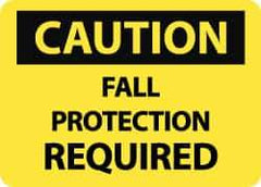 NMC - "Caution - Fall Protection Required", 10" Long x 14" Wide, Aluminum Safety Sign - Rectangle, 0.04" Thick, Use for Accident Prevention - All Tool & Supply