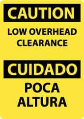 NMC - "Caution - Low Overhead Clearance", 14" Long x 10" Wide, Aluminum Safety Sign - Rectangle, 0.04" Thick, Use for Accident Prevention - All Tool & Supply