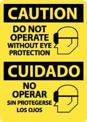 NMC - "Caution - Do Not Operate without Eye Protection", 14" Long x 10" Wide, Aluminum Safety Sign - Rectangle, 0.04" Thick, Use for Accident Prevention - All Tool & Supply