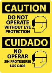 NMC - "Caution - Do Not Operate without Eye Protection", 14" Long x 10" Wide, Rigid Plastic Safety Sign - Rectangle, 0.05" Thick, Use for Accident Prevention - All Tool & Supply