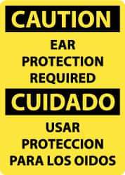 NMC - "Caution - Ear Protection Required", 14" Long x 10" Wide, Rigid Plastic Safety Sign - Rectangle, 0.05" Thick, Use for Accident Prevention - All Tool & Supply