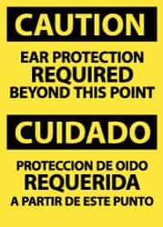 NMC - "Caution - Ear Protection Required Beyond This Point", 14" Long x 10" Wide, Pressure-Sensitive Vinyl Safety Sign - Rectangle, 0.004" Thick, Use for Accident Prevention - All Tool & Supply