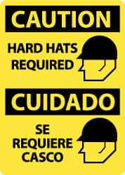 NMC - "Caution - Hard Hats Required", 14" Long x 10" Wide, Aluminum Safety Sign - Rectangle, 0.04" Thick, Use for Accident Prevention - All Tool & Supply