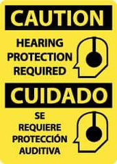 NMC - "Caution - Hearing Protection Required", 14" Long x 10" Wide, Aluminum Safety Sign - Rectangle, 0.04" Thick, Use for Accident Prevention - All Tool & Supply