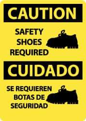 NMC - "Caution - Safety Shoes Required", 14" Long x 10" Wide, Pressure-Sensitive Vinyl Safety Sign - Rectangle, 0.004" Thick, Use for Accident Prevention - All Tool & Supply