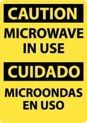 NMC - "Caution - Microwave in Use", 14" Long x 10" Wide, Rigid Plastic Safety Sign - Rectangle, 0.05" Thick, Use for Accident Prevention - All Tool & Supply