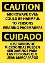 NMC - "Caution - Microwave Oven Could Be Harmful to Persons Wearing Pacemakers", 14" Long x 10" Wide, Rigid Plastic Safety Sign - Rectangle, 0.05" Thick, Use for Accident Prevention - All Tool & Supply