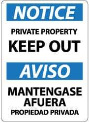 NMC - "Notice - Private Property - Keep Out", 14" Long x 10" Wide, Pressure-Sensitive Vinyl Safety Sign - Rectangle, 0.004" Thick, Use for Security & Admittance - All Tool & Supply