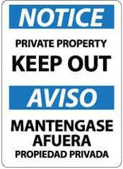 NMC - "Notice - Private Property - Keep Out", 14" Long x 10" Wide, Rigid Plastic Safety Sign - Rectangle, 0.05" Thick, Use for Security & Admittance - All Tool & Supply