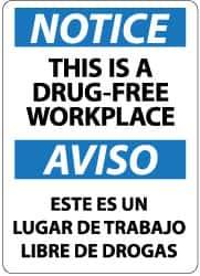 NMC - "Notice - This Is a Drug-Free Workplace", 14" Long x 10" Wide, Rigid Plastic Safety Sign - Rectangle, 0.05" Thick, Use for Security & Admittance - All Tool & Supply