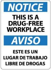 NMC - "Notice - This Is a Drug-Free Workplace", 14" Long x 10" Wide, Aluminum Safety Sign - Rectangle, 0.04" Thick, Use for Security & Admittance - All Tool & Supply