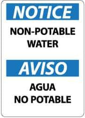 NMC - "Notice - Non-Potable Water", 14" Long x 10" Wide, Rigid Plastic Safety Sign - Rectangle, 0.05" Thick, Use for Accident Prevention - All Tool & Supply