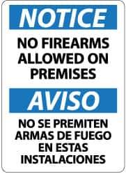 NMC - "Notice - No Firearms Allowed on Premises", 14" Long x 10" Wide, Aluminum Safety Sign - Rectangle, 0.04" Thick, Use for Accident Prevention - All Tool & Supply