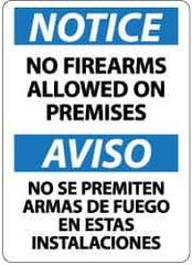 NMC - "Notice - No Firearms Allowed on Premises", 14" Long x 10" Wide, Pressure-Sensitive Vinyl Safety Sign - Rectangle, 0.004" Thick, Use for Accident Prevention - All Tool & Supply