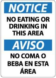 NMC - "Notice - No Eating or Drinking in This Area", 14" Long x 10" Wide, Aluminum Safety Sign - Rectangle, 0.04" Thick, Use for Security & Admittance - All Tool & Supply