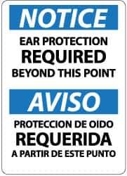 NMC - "Notice - Ear Protection Required Beyond This Point", 14" Long x 10" Wide, Pressure-Sensitive Vinyl Safety Sign - Rectangle, 0.004" Thick, Use for Accident Prevention - All Tool & Supply