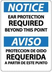 NMC - "Notice - Ear Protection Required Beyond This Point", 14" Long x 10" Wide, Pressure-Sensitive Vinyl Safety Sign - Rectangle, 0.004" Thick, Use for Accident Prevention - All Tool & Supply