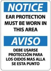 NMC - "Notice - Ear Protection Must Be Worn in This Area", 14" Long x 10" Wide, Pressure-Sensitive Vinyl Safety Sign - Rectangle, 0.004" Thick, Use for Accident Prevention - All Tool & Supply