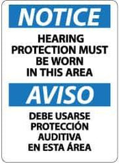 NMC - "Notice - Hearing Protection Must Be Worn in This Area", 14" Long x 10" Wide, Rigid Plastic Safety Sign - Rectangle, 0.05" Thick, Use for Accident Prevention - All Tool & Supply