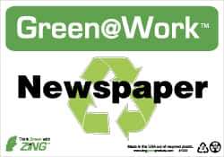 NMC - "Green @ Work - Newspaper", 7" Long x 10" Wide, Rigid Plastic Safety Sign - Rectangle, 0.01" Thick, Use for Restroom, Janitorial & Housekeeping - All Tool & Supply