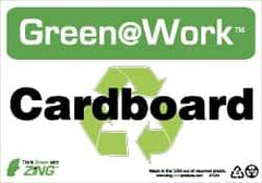 NMC - "Green @ Work - Cardboard", 7" Long x 10" Wide, Rigid Plastic Safety Sign - Rectangle, 0.01" Thick, Use for Restroom, Janitorial & Housekeeping - All Tool & Supply