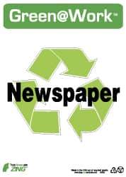 NMC - "Green @ Work - Newspaper", 14" Long x 10" Wide, Rigid Plastic Safety Sign - Rectangle, 0.01" Thick, Use for Restroom, Janitorial & Housekeeping - All Tool & Supply