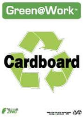 NMC - "Green @ Work - Cardboard", 14" Long x 10" Wide, Rigid Plastic Safety Sign - Rectangle, 0.01" Thick, Use for Restroom, Janitorial & Housekeeping - All Tool & Supply