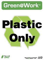 NMC - "Green @ Work - Plastic Only", 14" Long x 10" Wide, Rigid Plastic Safety Sign - Rectangle, 0.01" Thick, Use for Restroom, Janitorial & Housekeeping - All Tool & Supply