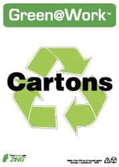 NMC - "Green @ Work - Cartons", 14" Long x 10" Wide, Rigid Plastic Safety Sign - Rectangle, 0.01" Thick, Use for Restroom, Janitorial & Housekeeping - All Tool & Supply