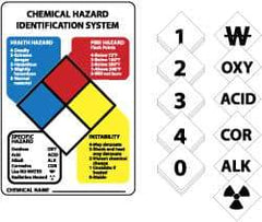 NMC - "Chemical Hazard Identification System", 14" Long x 10" Wide, Pressure-Sensitive Vinyl Safety Sign - Rectangle, 0.004" Thick, Use for Hazardous Materials - All Tool & Supply