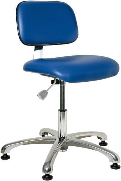 Bevco - 17 to 22" High Adjustable Height Swivel Stool - 25" Wide x 25" Deep, Vinyl Seat, Blue - All Tool & Supply