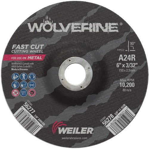 6″ × 3/32″ Type 27 Cutting Wheel, A24R, 7/8″ Arbor Hole - All Tool & Supply