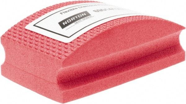 Norton - Fine Grade, 200 Grit, Diamond Hand Pad - Red, 2-1/8" Wide x 3-1/2" Long x 1-1/2" Thick, Nonwoven - All Tool & Supply